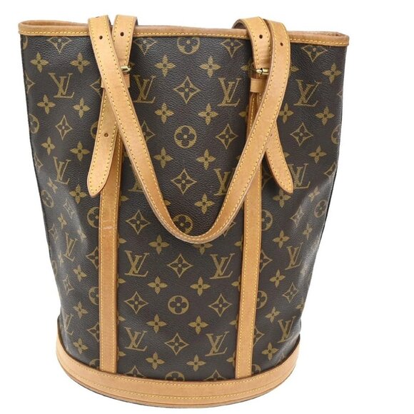 LOUIS VUITTON BUCKET GM Shoulder Tote Bag Monogram Leather Brown - Picture 2 of 13